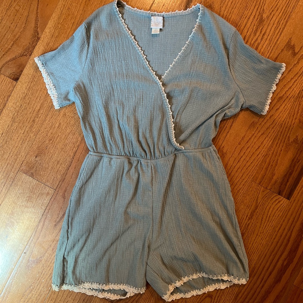 Crochet trim romper